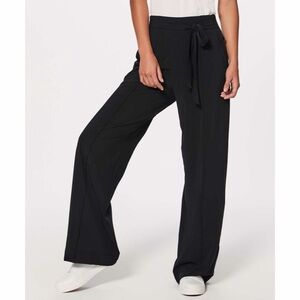 Lululemon Noir Pant Black Wide Leg Tie Waist Womens Size 8